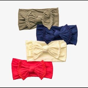 4 Baby Nylon Elastic Headbands Baby Head  Bows